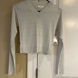 BP Raegan Rib Crop Sweater in Ivory size XS NWT